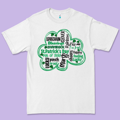 St Patricks Day Shamrock Typography Premium Tee Designed By Maliassmallbusiness