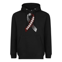 Black Gray Ribbon American Football Heavyweight Hoodie - BundleAndBundleShop