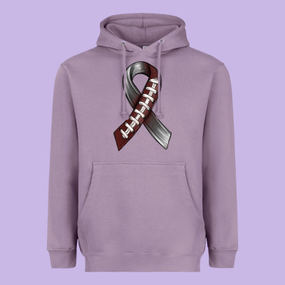 Gray Ribbon American Football Heavyweight Hoodie Designed By Bundleandbundleshop
