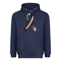 Navy Gray Ribbon American Football Heavyweight Hoodie - BundleAndBundleShop