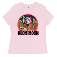 Bubblegum Pink neon moon Ladies Tee - MaliasSmallBusiness