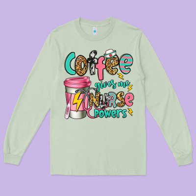 Coffee Gives Me Nurse Powers Long Sleeve Tee Designed By Jasminsmagicworld
