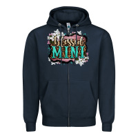 Navy blessed mini Zipper Hoodie - OliviaCreatesArt