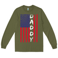 Army Green Daddy American Flag Long Sleeve Tee - Bettercallsaul