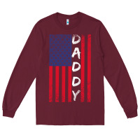 Burgundy Daddy American Flag Long Sleeve Tee - Bettercallsaul
