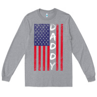 Heather Grey Daddy American Flag Long Sleeve Tee - Bettercallsaul