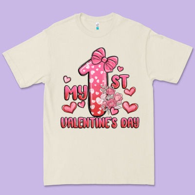 My First Valentines Day Premium Tee Designed By Maliassmallbusiness