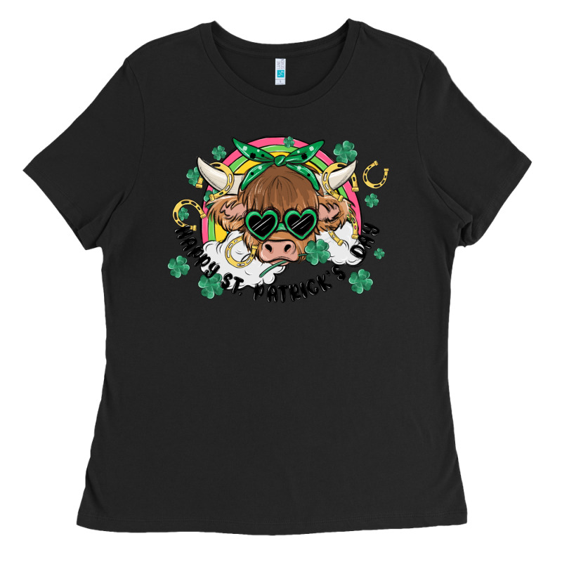 St. Patrick's Day Highland Cow Ladies Tee by MaliasSmallBusiness | Teevron