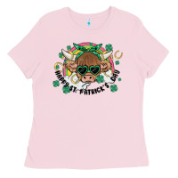 Bubblegum Pink st. patrick's day highland cow Ladies Tee - MaliasSmallBusiness