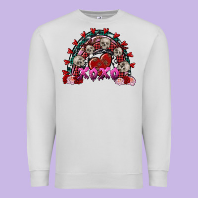 Skull Xoxo Rainbow Valentine's Day Premium Sweatshirt Designed By Fadigitalartstudio