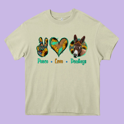 Peace Love Donkeys Heavy Core Tee Designed By Jasminsmagicworld