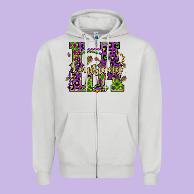 Louisiana Mardi Gras Zipper Hoodie Designed By Oliviacreatesart