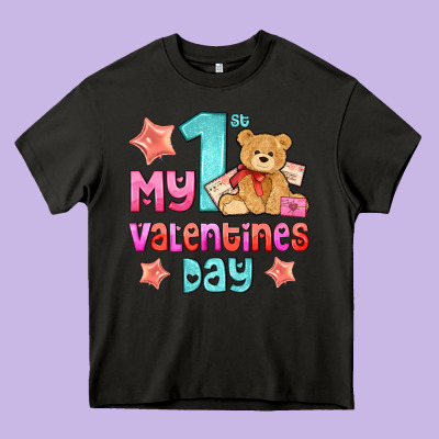 My First Valentines Day Heavy Core Tee Designed By Adodesignshop