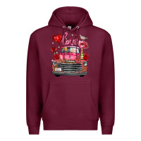 Burgundy Western Valentines Day Truck Love Bird Letter Premium Hoodie - FaDigitalArtStudio
