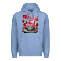 Colony Blue Western Valentines Day Truck Love Bird Letter Premium Hoodie - FaDigitalArtStudio