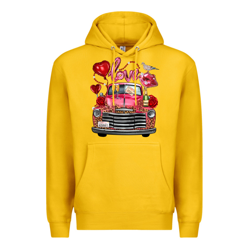 Western Valentines Day Truck Love Bird Letter Premium Hoodie by FaDigitalArtStudio | Teevron