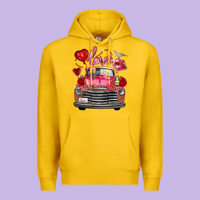 Western Valentines Day Truck Love Bird Letter Premium Hoodie Designed By Fadigitalartstudio