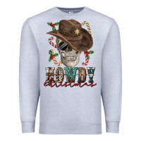 Heather Grey howdy christmas skull Premium Sweatshirt - FaDigitalArtStudio