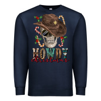 Navy howdy christmas skull Premium Sweatshirt - FaDigitalArtStudio