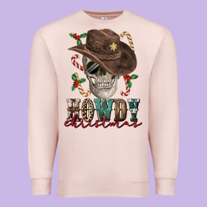 Howdy Christmas Skull Premium Sweatshirt Designed By Fadigitalartstudio