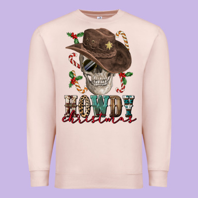 Howdy Christmas Skull Premium Sweatshirt Designed By Fadigitalartstudio