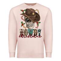 Pale Pink howdy christmas skull Premium Sweatshirt - FaDigitalArtStudio