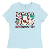 Baby Blue easter chilling with my peeps bunny Ladies Tee - MaliasSmallBusiness