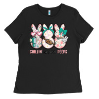 Black easter chilling with my peeps bunny Ladies Tee - MaliasSmallBusiness