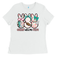 White easter chilling with my peeps bunny Ladies Tee - MaliasSmallBusiness