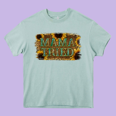 Sunflower Leopard Mama Tried Heavy Core Tee Designed By Jasminsmagicworld