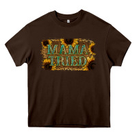 Chocolate Brown Sunflower Leopard Mama Tried Heavy Core Tee - Jasminsmagicworld