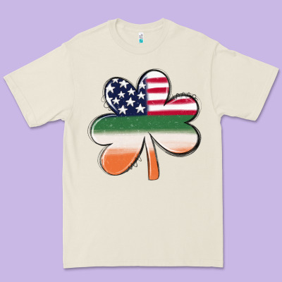 St Patricks Day Shamrock American Flag Premium Tee Designed By Maliassmallbusiness
