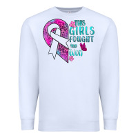 White This Girls Fought and Won Cancer Premium Sweatshirt - BundleAndBundleShop