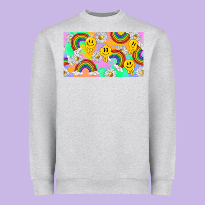 Smile Faces And Rainbow And Daisys Heavyweight Sweatshirt Designed By Tumblerdesignbyshophia