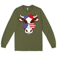 Army Green Cow 4Th Of July Independence Day Long Sleeve Tee - Bettercallsaul