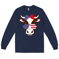 Navy Cow 4Th Of July Independence Day Long Sleeve Tee - Bettercallsaul