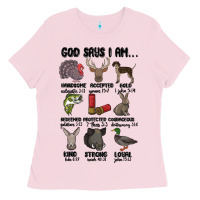 Bubblegum Pink god says i am hunting Ladies Tee - MaliasSmallBusiness