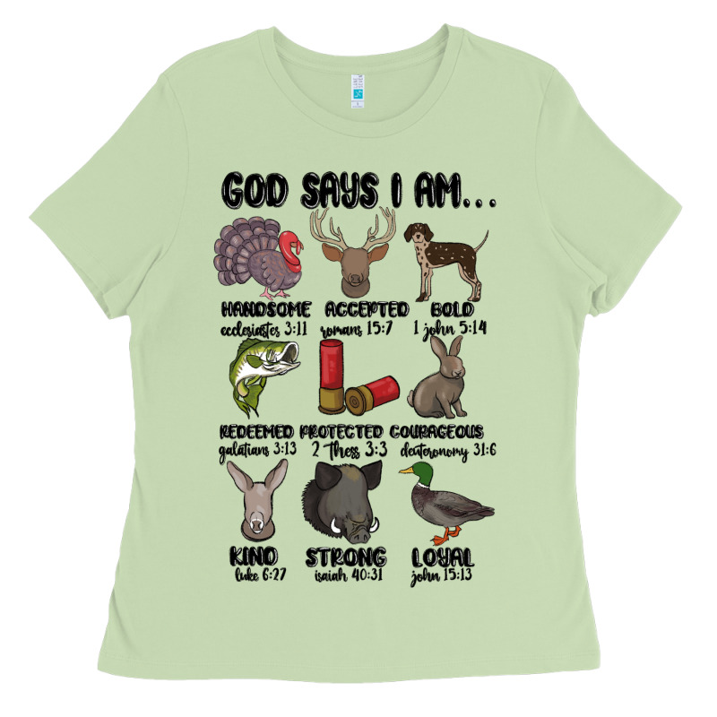 God Says I Am Hunting Ladies Tee by MaliasSmallBusiness | Teevron