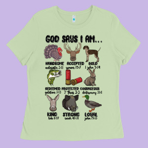 God Says I Am Hunting Ladies Tee Designed By Maliassmallbusiness