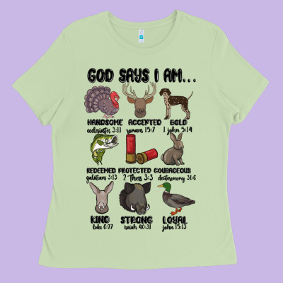 God Says I Am Hunting Ladies Tee Designed By Maliassmallbusiness