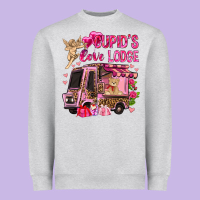 Cupid's Love Lodge With Truck Valentine's Day Heavyweight Sweatshirt Designed By Howdyjamesfarm