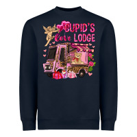 Navy Cupid's love lodge with truck Valentine's Day Heavyweight Sweatshirt - HowdyJamesFarm