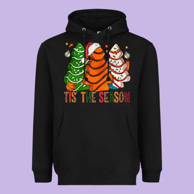 Tis' The Season Basketball Christmas Cakes Heavyweight Hoodie Designed By Bundleandbundleshop