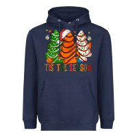 Navy Tis' The Season Basketball Christmas Cakes Heavyweight Hoodie - BundleAndBundleShop