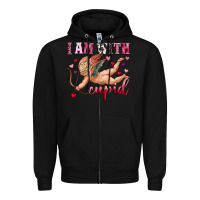Black i am with cupid Zipper Hoodie - OliviaCreatesArt