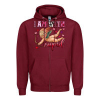 Burgundy i am with cupid Zipper Hoodie - OliviaCreatesArt