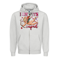 Dove Grey i am with cupid Zipper Hoodie - OliviaCreatesArt