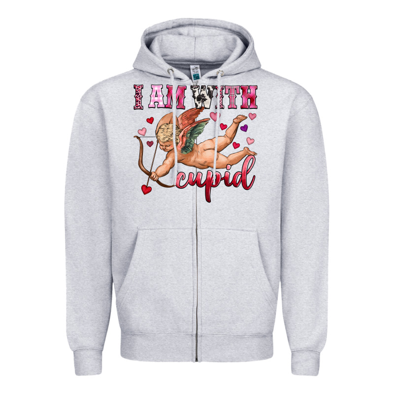 I Am With Cupid Zipper Hoodie by OliviaCreatesArt | Teevron
