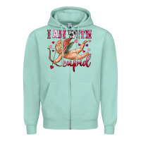 Seafoam i am with cupid Zipper Hoodie - OliviaCreatesArt