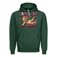 Sports Green i am with cupid Zipper Hoodie - OliviaCreatesArt